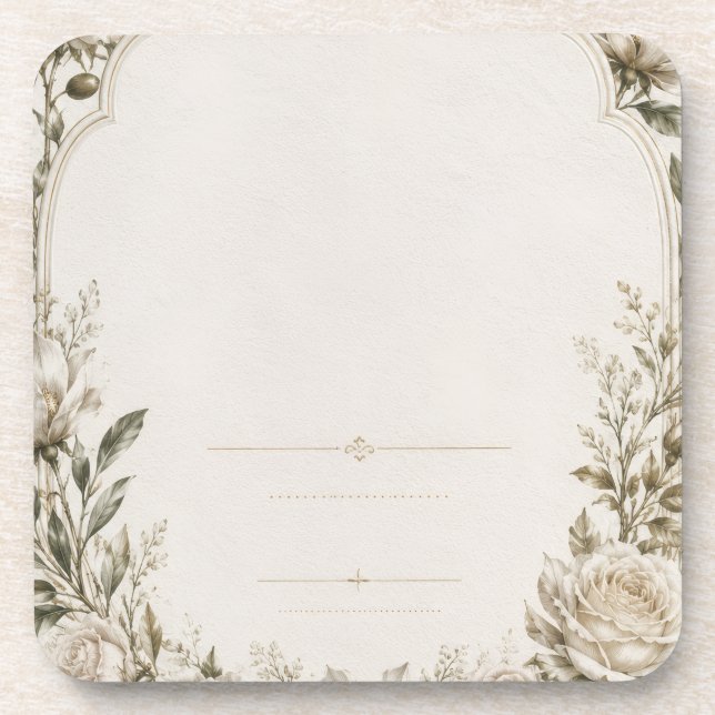 Classic Garden Wedding Invitation  Coaster (Front)