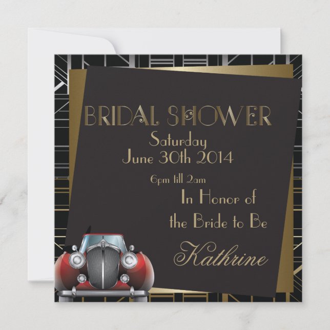 Classic Gatsby Deco Wedding Bridal Shower Invitation (Front)