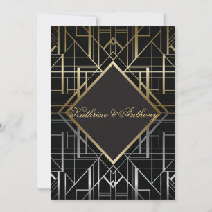 Classic Gatsby Deco Wedding Invitation