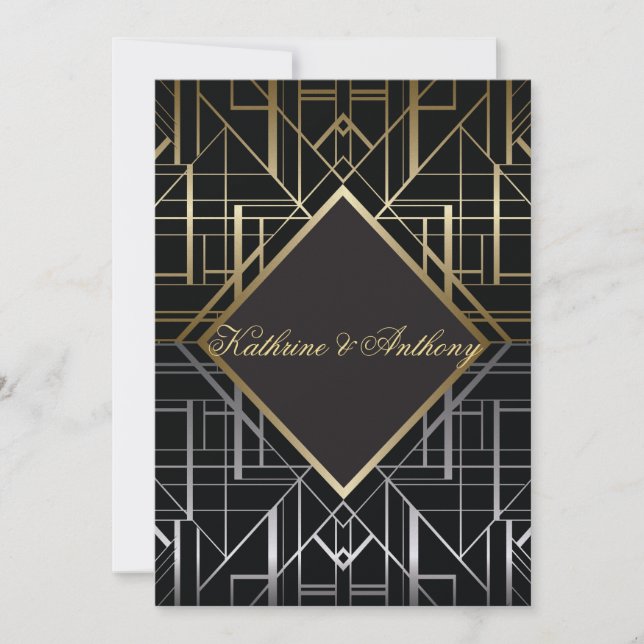 Classic Gatsby Deco Wedding Invitation G2 (Front)