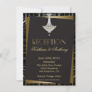 Classic Gatsby Deco Wedding Reception Invitation