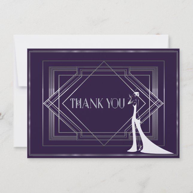 Classic Gatsby Deco Wedding Thank You 2 Manuela (Front)