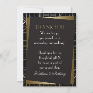 Classic Gatsby Deco Wedding Thank You Invitation