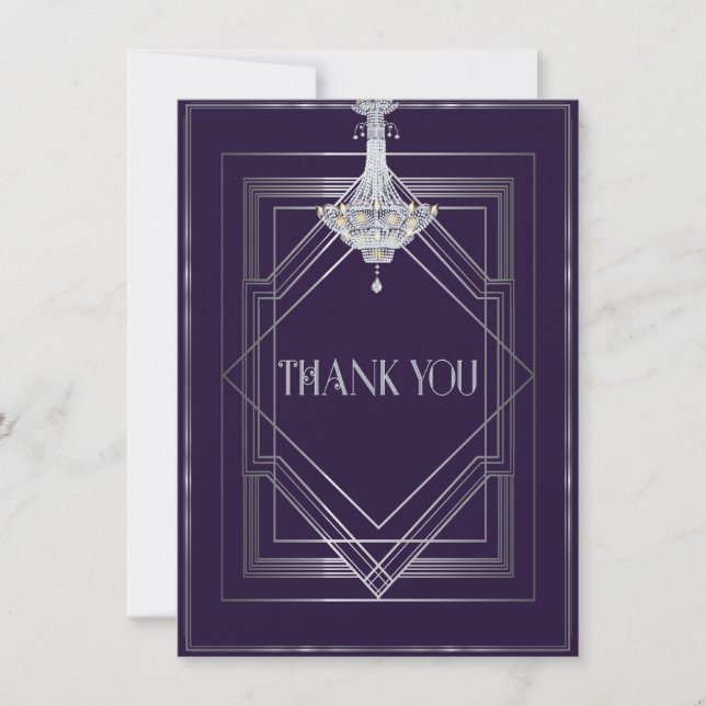 Classic Gatsby Deco Wedding Thank You Manuela (Front)