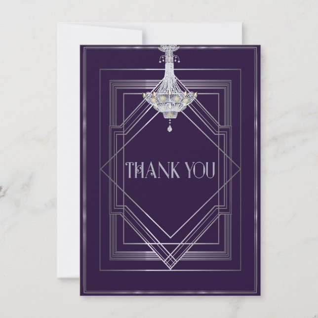 Classic Gatsby Deco Wedding ThankYou Manuela 25003 Thank You Card (Front)