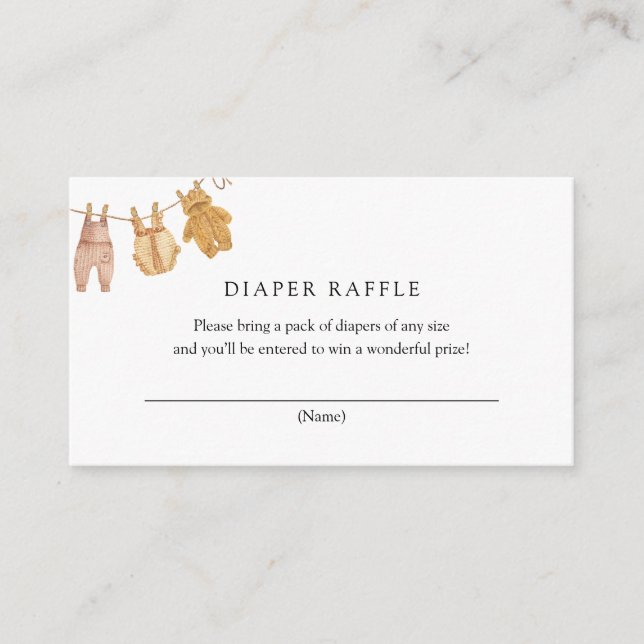 Classic Gender Neutral Diaper Raffle Card (Front)
