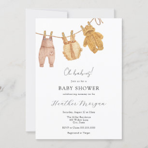 Classic Gender Neutral Twin Baby Shower Invitation