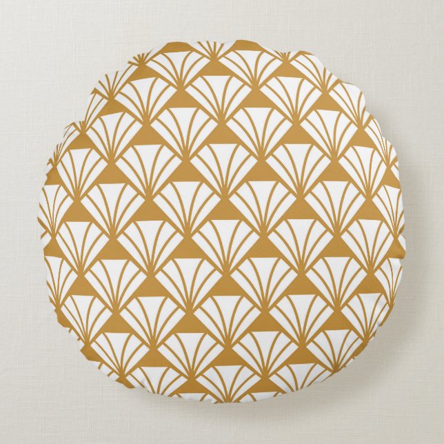 Classic Geometric: Art Deco Elegance. Round Cushion (Front)