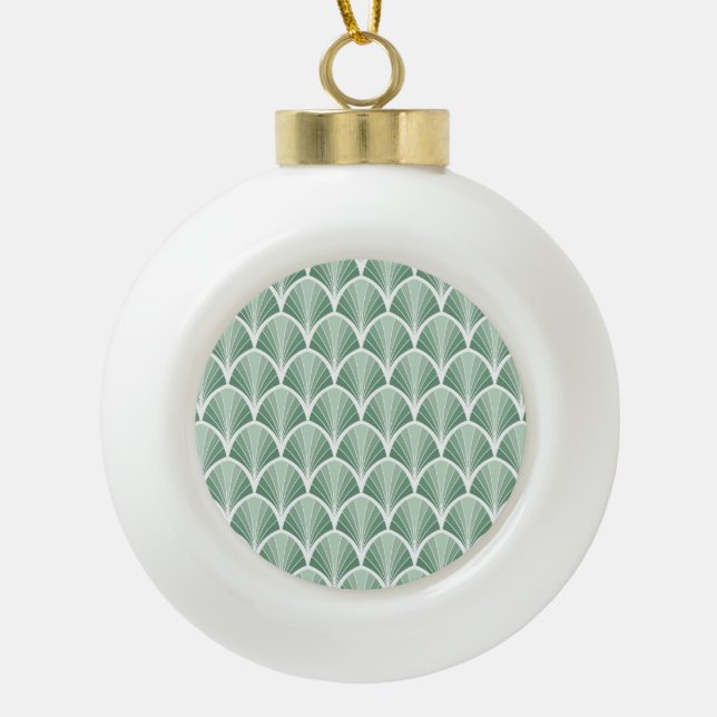 Classic Geometric: Art Deco Seamless Style Ceramic Ball Christmas Ornament (Front)