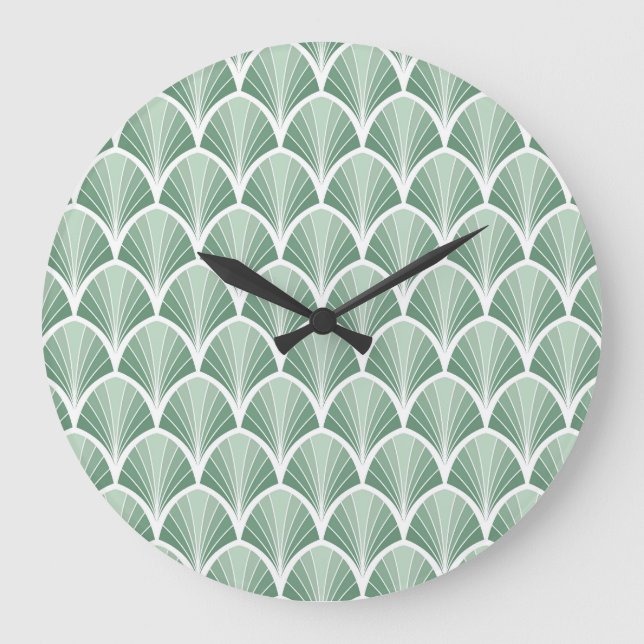 Classic Geometric: Art Deco Seamless Style Large Clock (Front)