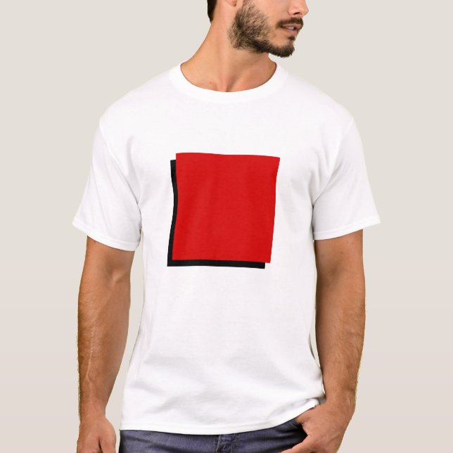 Classic Geometric Bauhaus Red Square T-Shirt (Front)