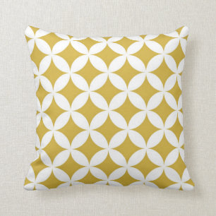 Classic Geometric Circles in Mustard and White Cushion