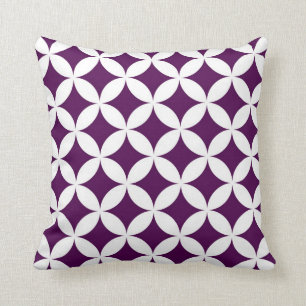 Classic Geometric Circles in Plum and White Cushion