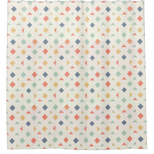 Classic Geometric Diamond Pattern in Earthy Pastel Shower Curtain