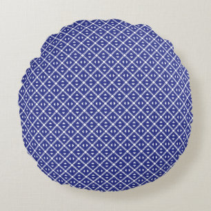 Classic Geometric Lattice & Diamond Micro-Pattern Round Cushion