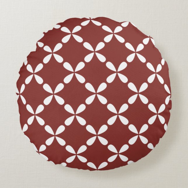 Classic Geometric Lattice & Diamond Micro-Pattern Round Cushion (Front)