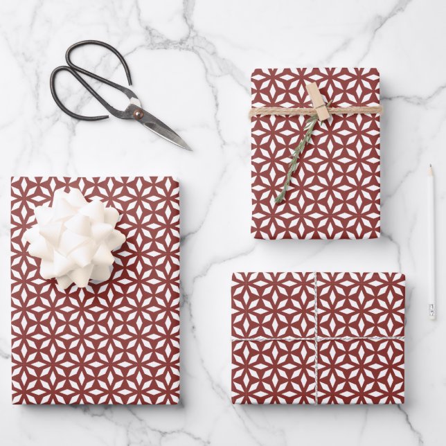Classic Geometric Lattice & Diamond Micro-Pattern Wrapping Paper Sheet (Front)