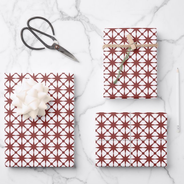 Classic Geometric Lattice & Diamond Micro-Pattern Wrapping Paper Sheet (Front)