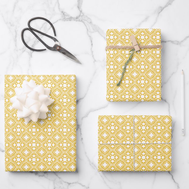 Classic Geometric Lattice & Diamond Micro-Pattern Wrapping Paper Sheet (Front)