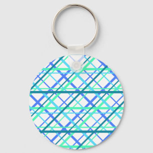 Classic Geometric Pattern in Blues Key Ring