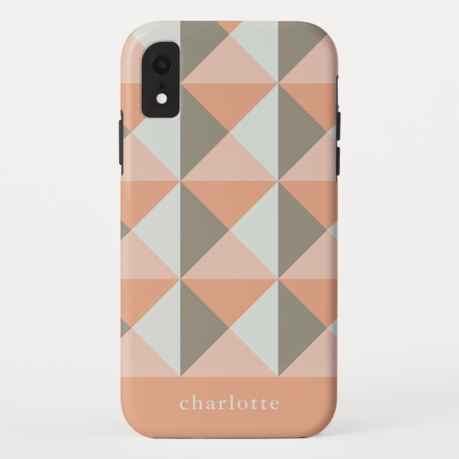 Classic Geometric Pattern Peach Taupe Personalised Case-Mate iPhone Case (Back)