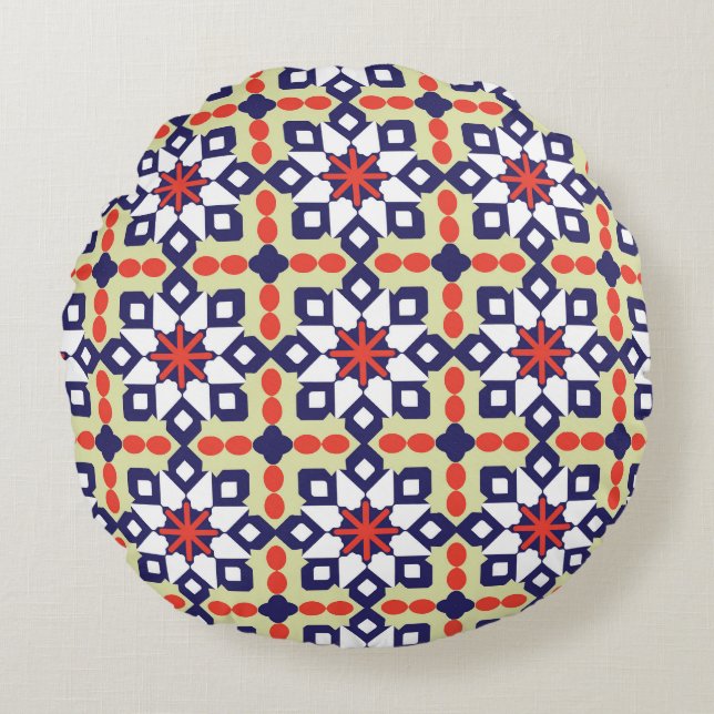 Classic Geometric: Seamless Ornamental Design Round Cushion (Front)