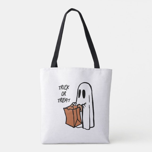 Classic Ghost with Bag Trick or Treat Candy Bag (Back)