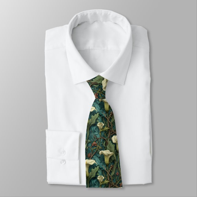 Classic Gifts For Father Calla Lilies Floral Tie (Tied)