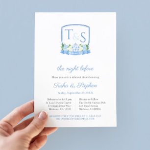 Classic Ginger Jar Crest Wedding Rehearsal Invitation