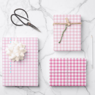 Classic Gingham 3 Pink Wrapping Paper Sheet