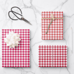 Classic Gingham 3 Red Wrapping Paper Sheet