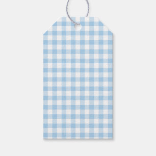 Classic Gingham Baby Blue Gift Tags
