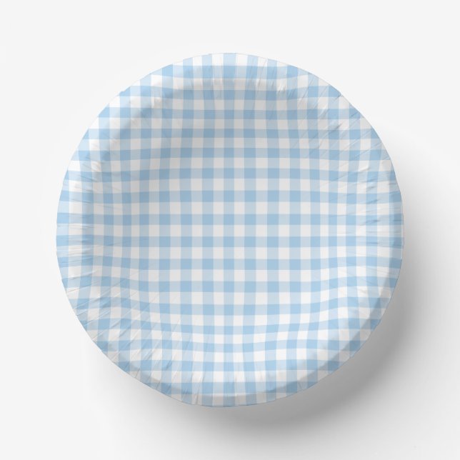 Classic Gingham Baby Blue Paper Plate (Front)