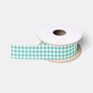 Classic Gingham Bluegrass Green Satin Ribbon