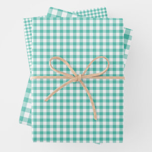 Classic Gingham Bluegrass Green Wrapping Paper Sheet