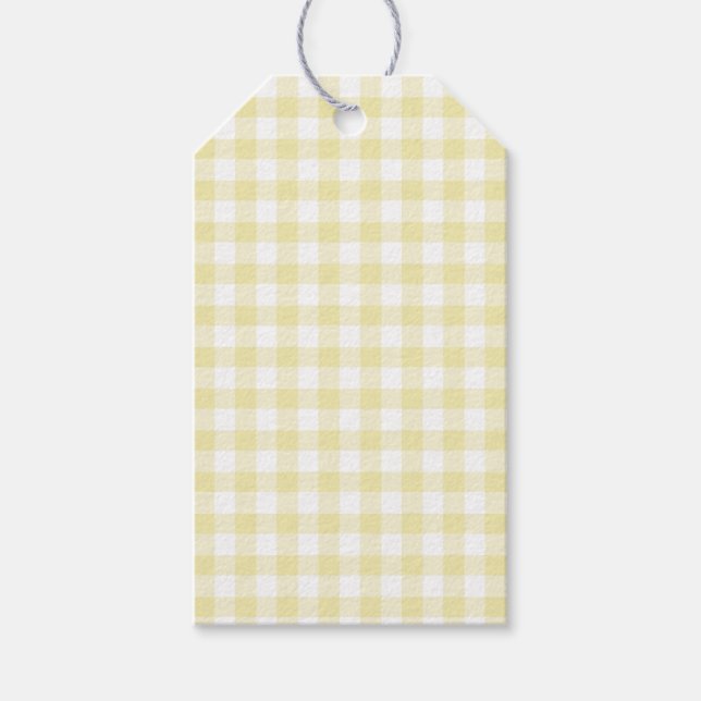 Classic Gingham Butter Yellow Gift Tags (Front)