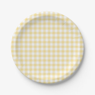 Classic Gingham Canary Yellow Paper Plate