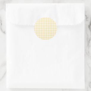 Classic Gingham Canary Yellow Round Sticker