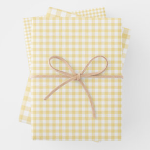 Classic Gingham Canary Yellow Wrapping Paper Sheet