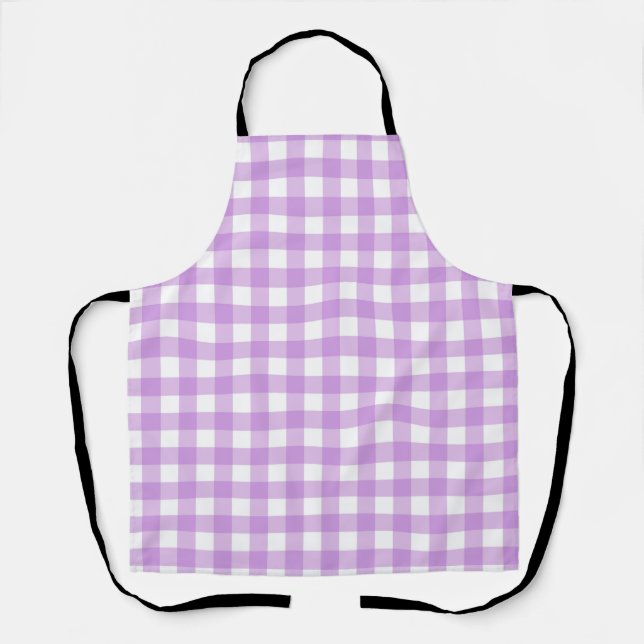 Classic Gingham Check Plaid Pattern Lilac   Apron (Front)