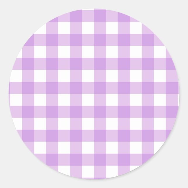 Classic Gingham Check Plaid Pattern Lilac   Classic Round Sticker (Front)