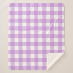 Classic Gingham Check Plaid Pattern Lilac Sherpa Blanket