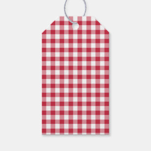 Classic Gingham Cherry Red Gift Tags