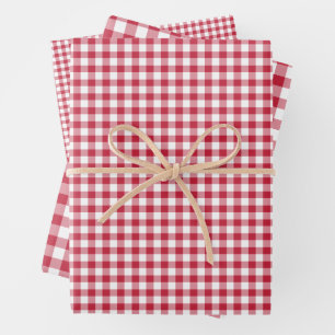 Classic Gingham Cherry Red Wrapping Paper Sheet
