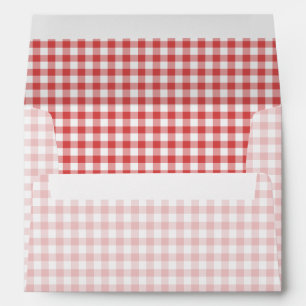 Classic Gingham Coral Red Envelope