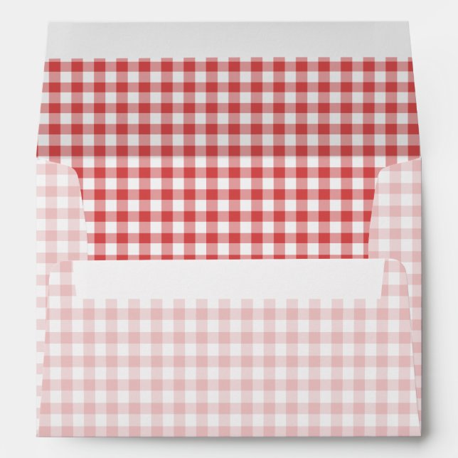Classic Gingham Coral Red Envelope (Back (Bottom))