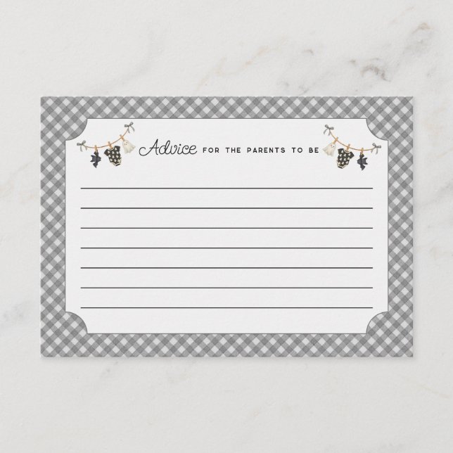 Classic Gingham Little Boo Halloween Baby Shower  Advice Card (Front)