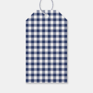 Classic Gingham Navy Blue Gift Tags