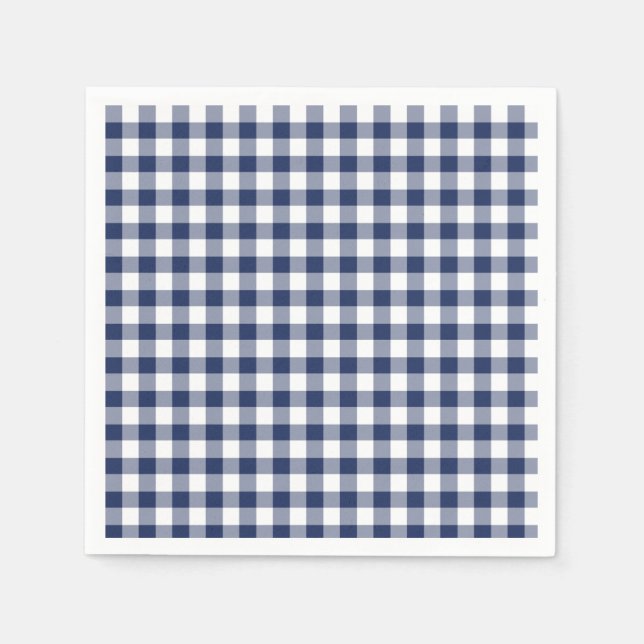 Classic Gingham Navy Blue Napkin (Front)