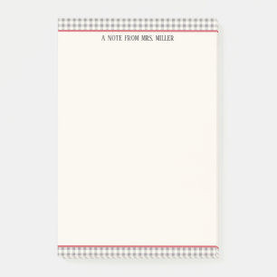 Classic Gingham Personalized Teacher Post-it Notes